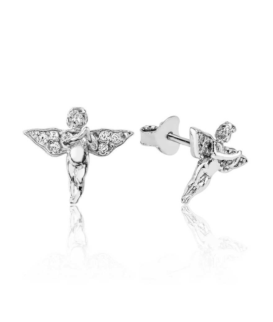 Gümüş Melek Çivili Küpe