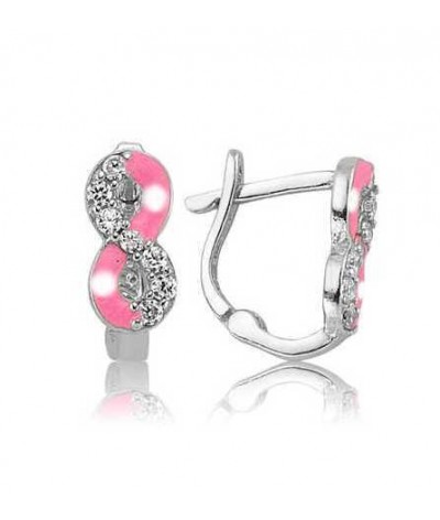 Gümüş Pembe Sonsuzluk Çocuk Küpesi