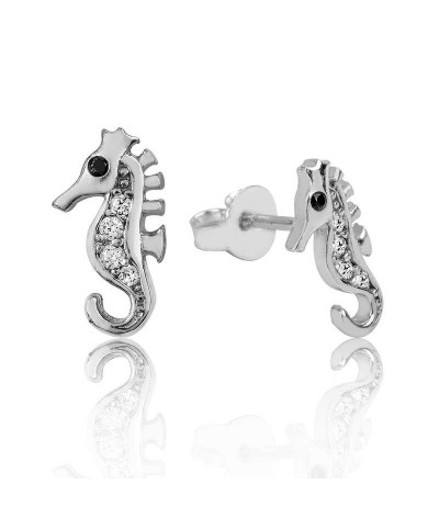 Gümüş Denizatı Çivili Küpe