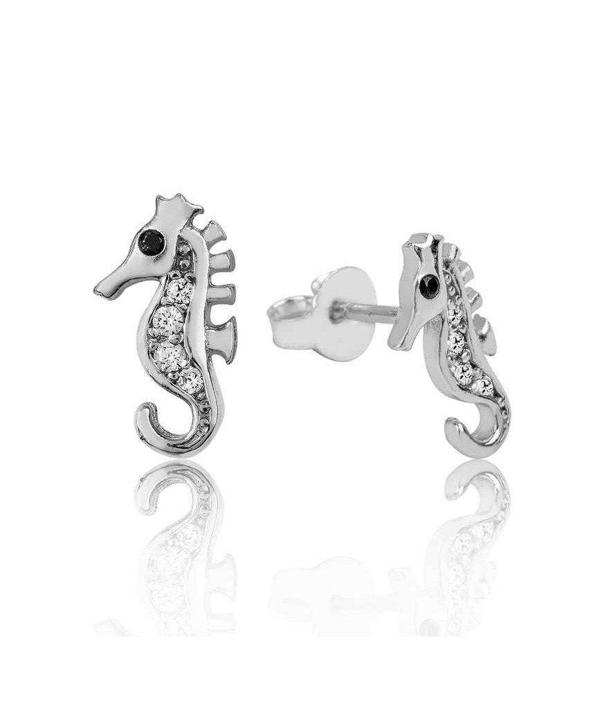 Gümüş Denizatı Çivili Küpe