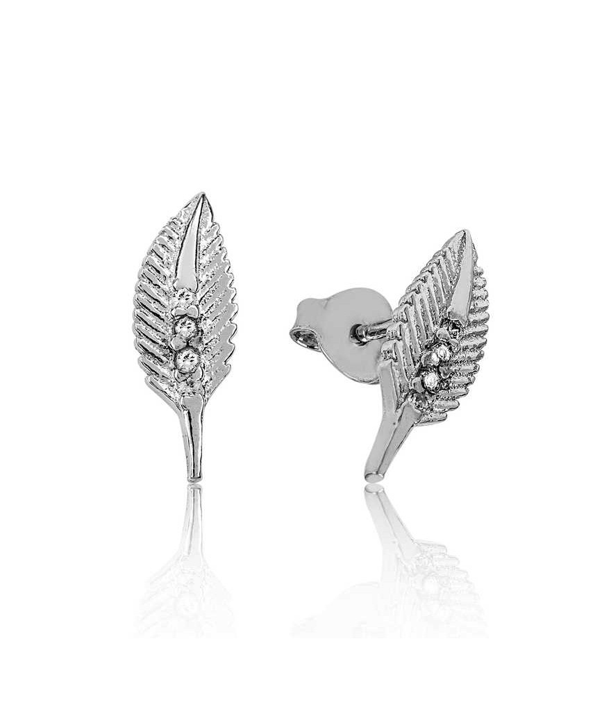 Gümüş Yaprak Çivili Küpe