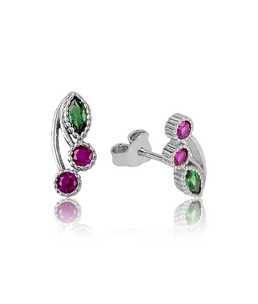 Gümüş Kiraz Çivili Küpe