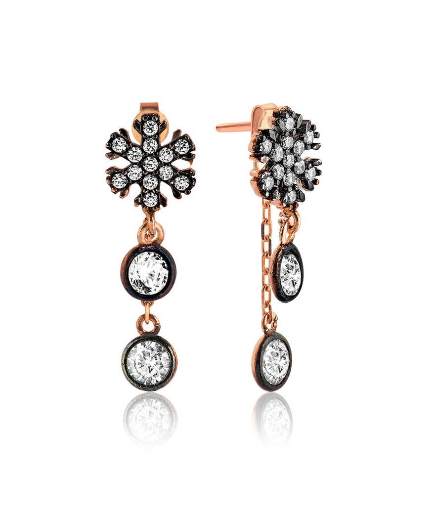 Gümüş Sallantılı Kar Tanesi Küpe