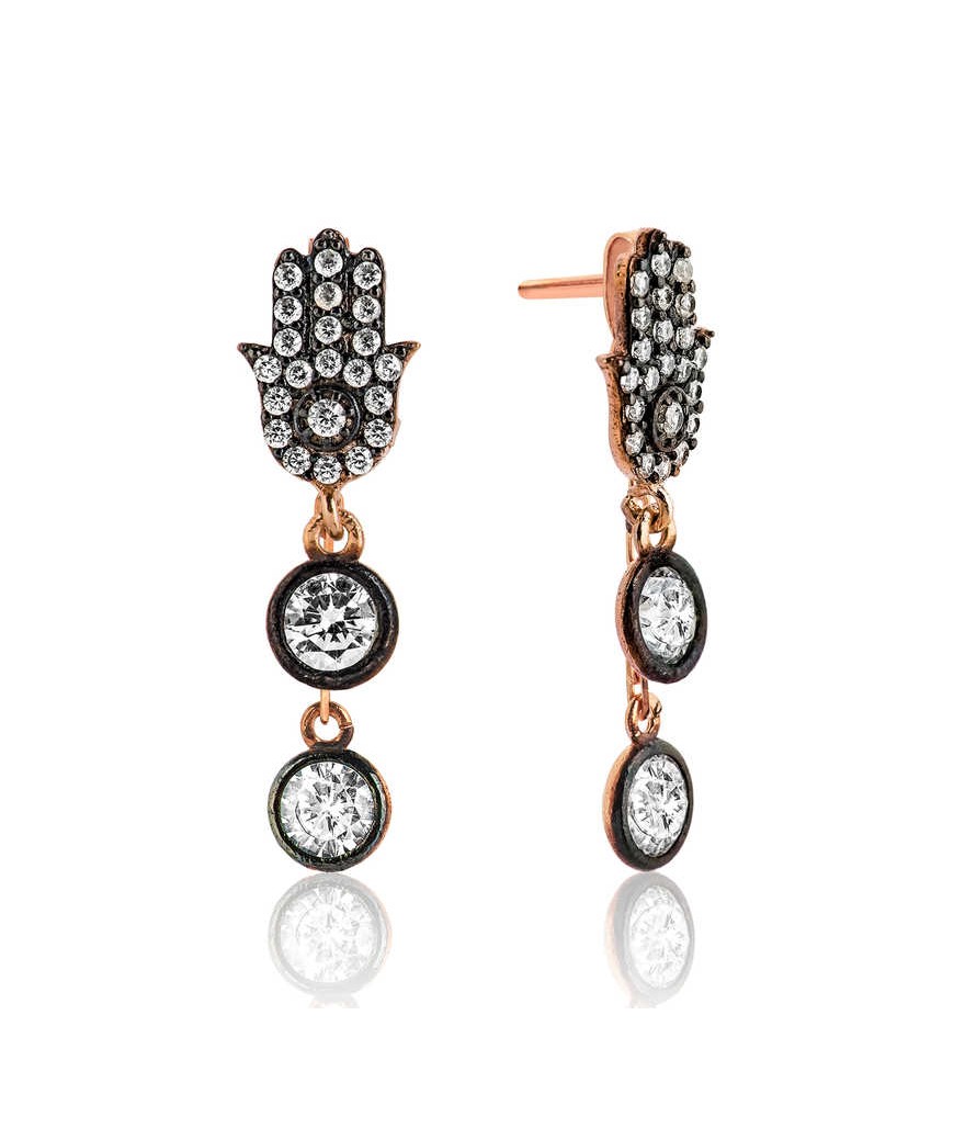 Gümüş Sallantılı Fatma Ana Eli Küpe