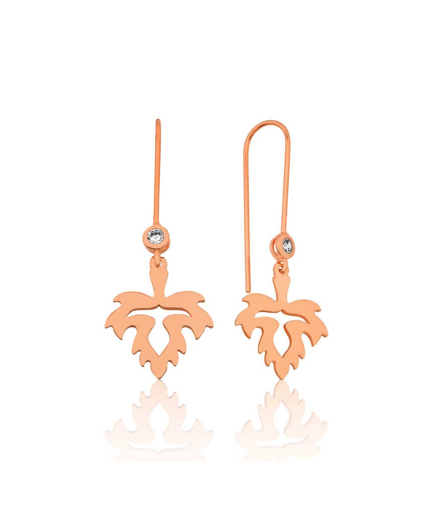 Gümüş Yaprak Sallantılı Küpe