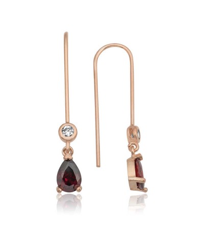 Gümüş Kırmızı Damla Küpe