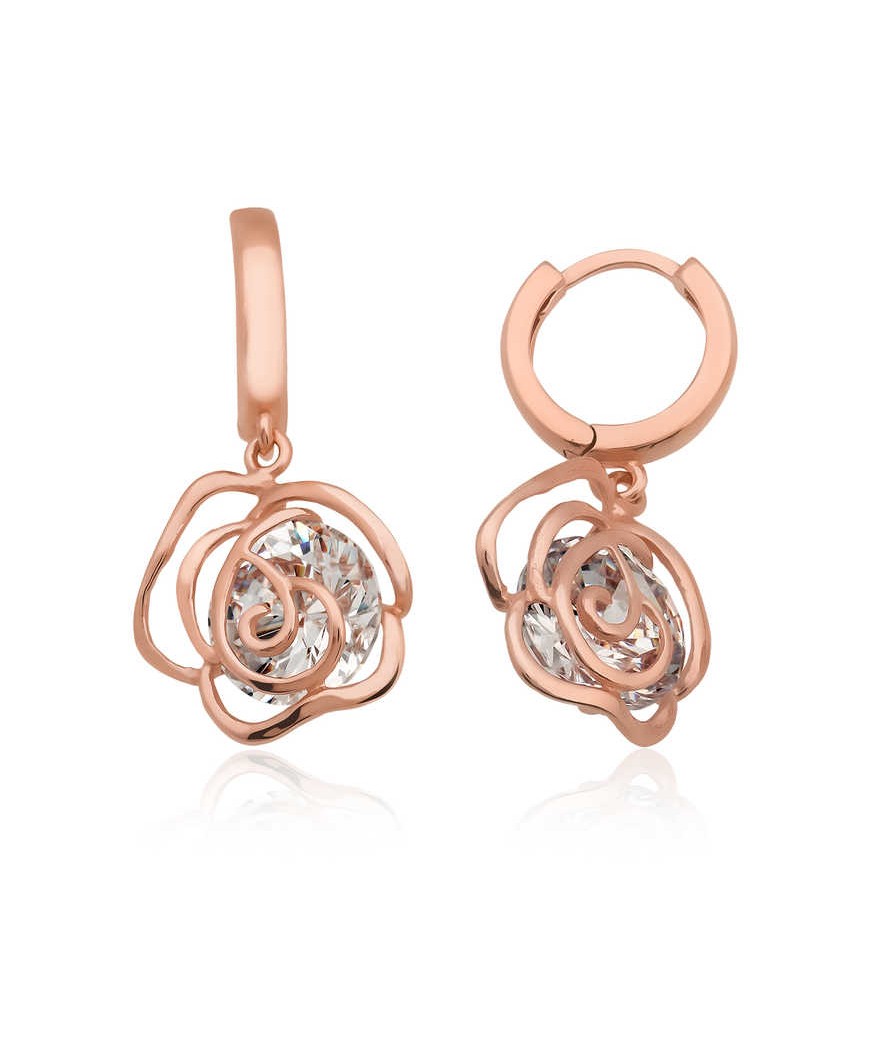 Gümüş Sallantılı Gül Küpe