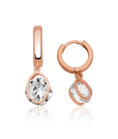 Gümüş Üç Boyutlu Oval Küpe