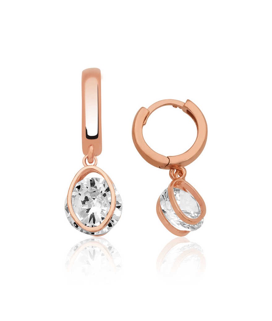 Gümüş Üç Boyutlu Oval Küpe