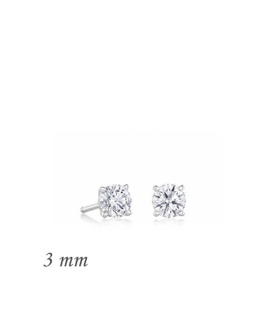 Gümüş Yuvarlak Tek Taş Zirkon Küpe - 3 mm