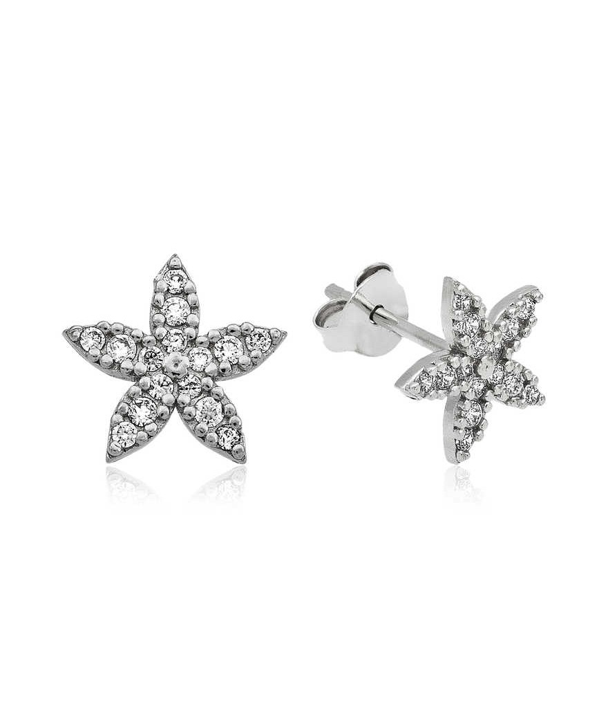 Gümüş Çiçek Çivili Küpe