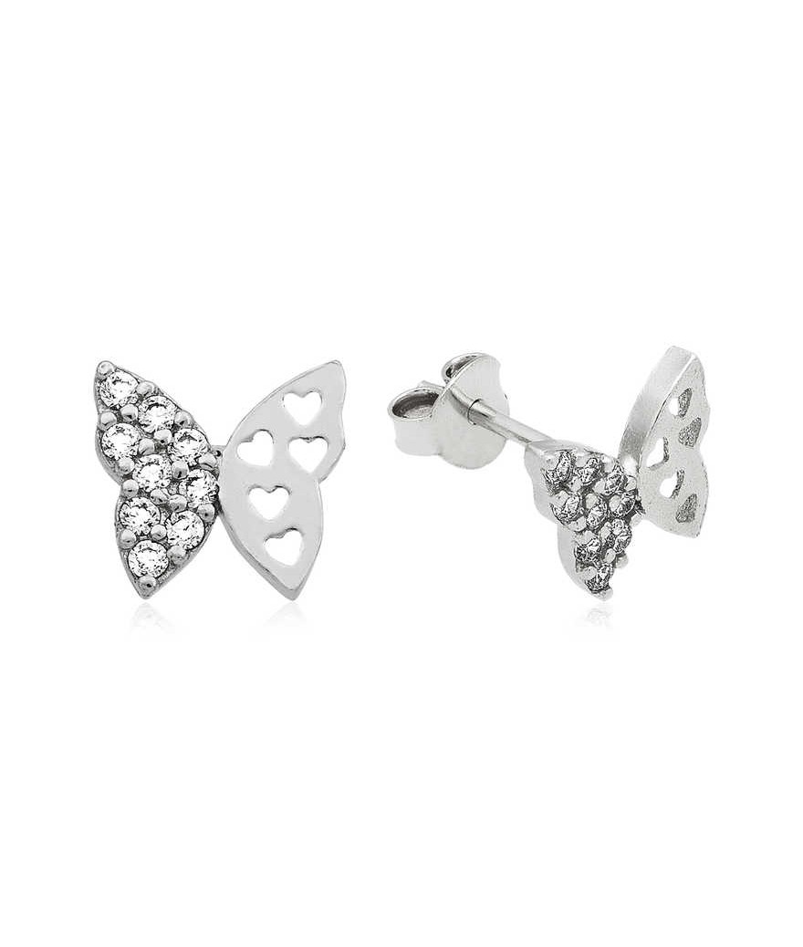 Gümüş Çivili Kelebek Küpe