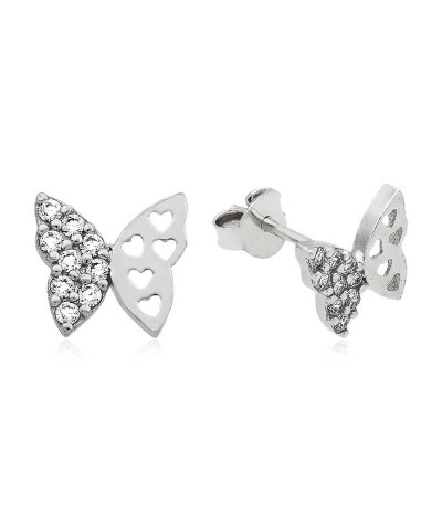 Gümüş Çivili Kelebek Küpe