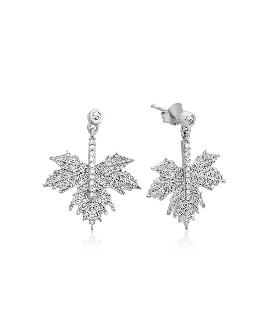 Gümüş Çınar Yaprağı Küpe