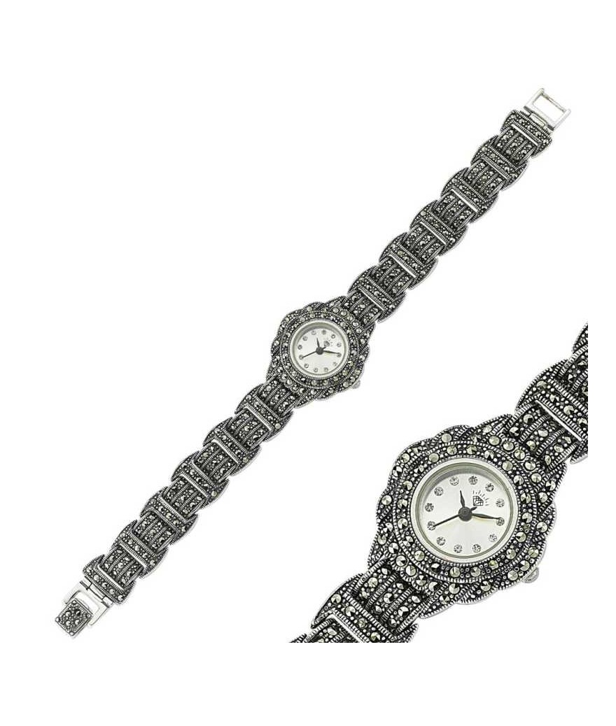 Gümüş Markazit Taşlı Bayan Saat