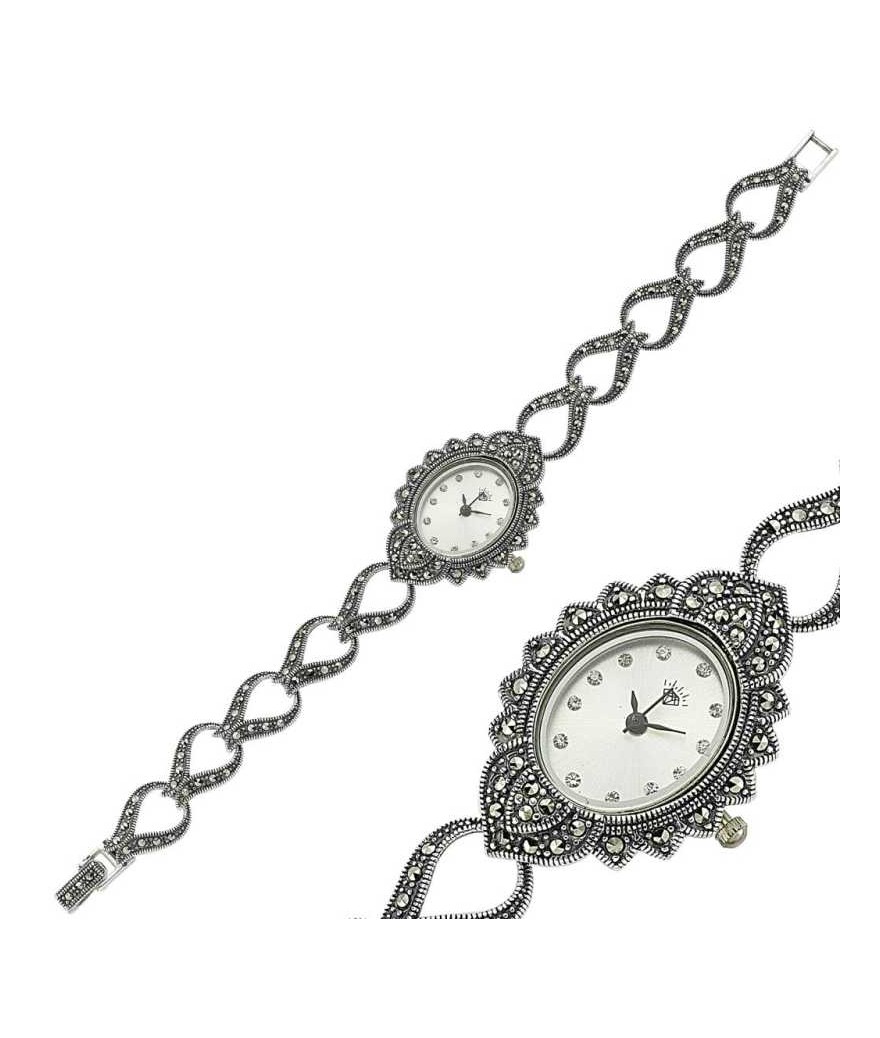 Gümüş Markazit Taşlı Bayan Saat