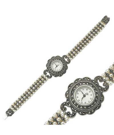 Gümüş Markazit Taşlı Bayan Saat