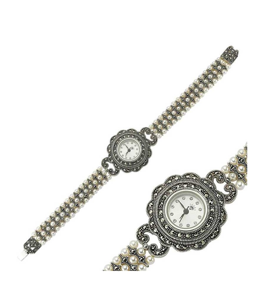 Gümüş Markazit Taşlı Bayan Saat