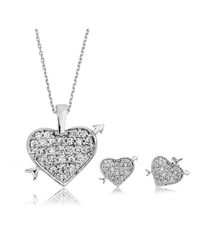 Gümüş Kalpli Bayan Set