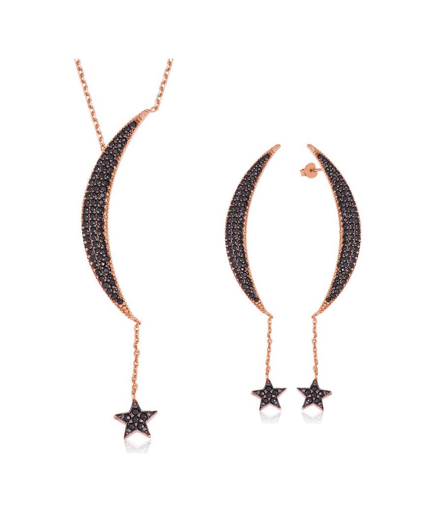 Gümüş Zincirli Ay Yıldız Bayan Set