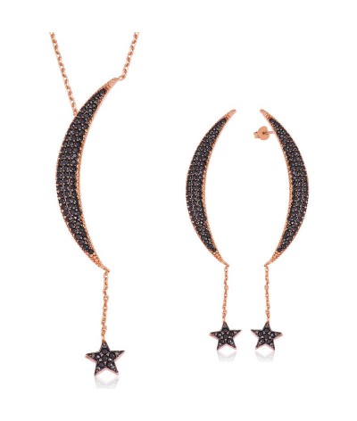 Gümüş Zincirli Ay Yıldız Bayan Set