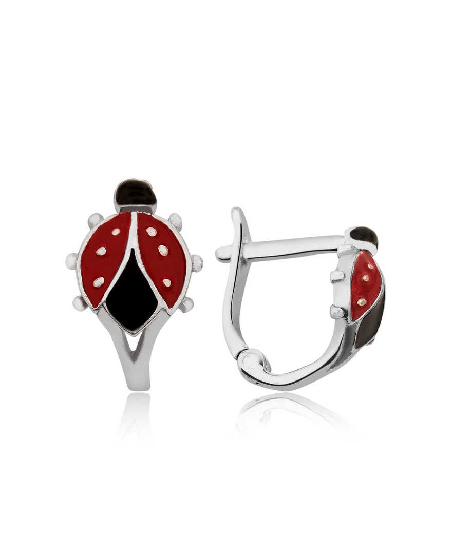 Gümüş Uğur Böceği Çocuk Küpesi