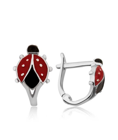 Gümüş Uğur Böceği Çocuk Küpesi