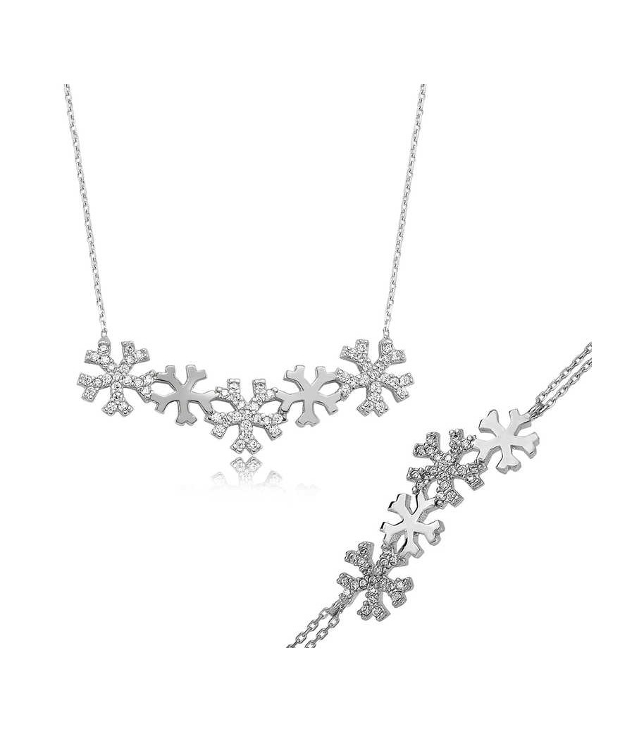Gümüş Kar Taneleri Bayan Set