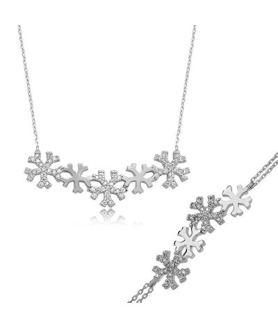Gümüş Kar Taneleri Bayan Set