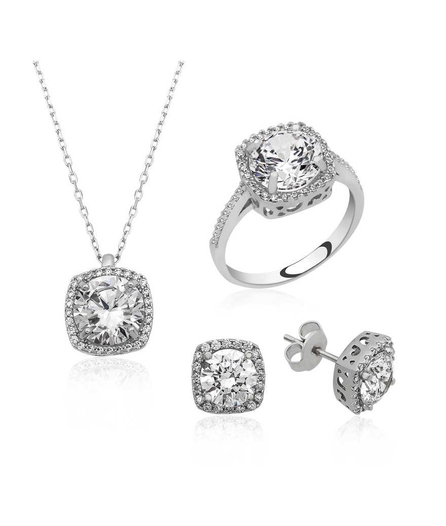 Gümüş Kare Montür Bayan Set