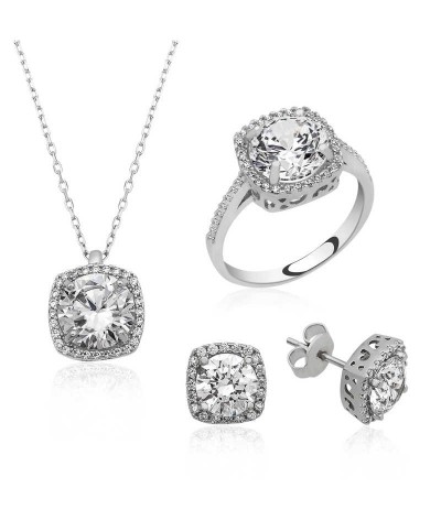 Gümüş Kare Montür Bayan Set