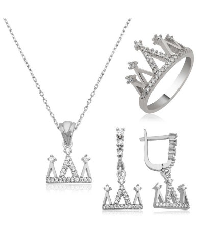 Gümüş Kraliçe Tacı Bayan Set