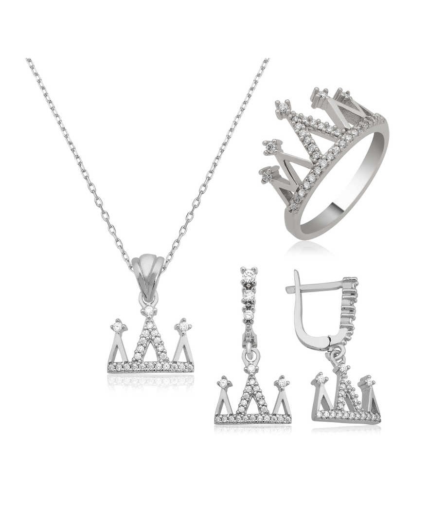 Gümüş Kraliçe Tacı Bayan Set
