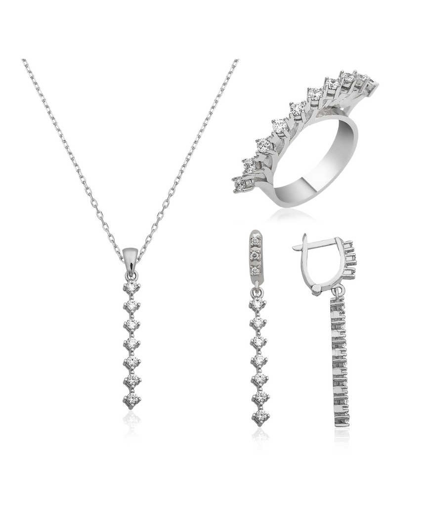 Gümüş Sıra Taşlı Bayan Set