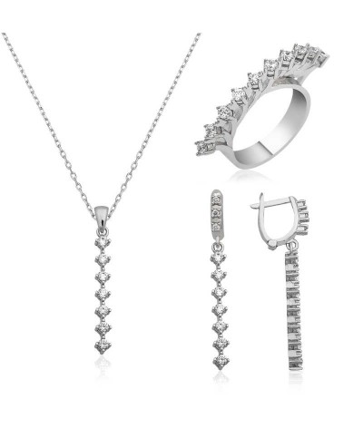 Gümüş Sıra Taşlı Bayan Set