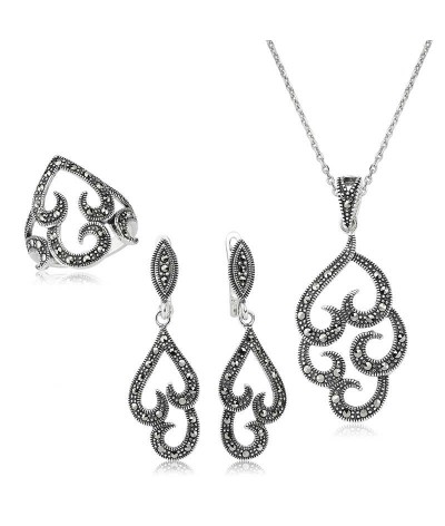 Gümüş Markazit Taşlı Bayan Set