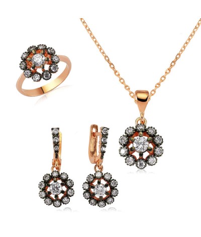 Gümüş Elmas Model Çiçek Bayan Set