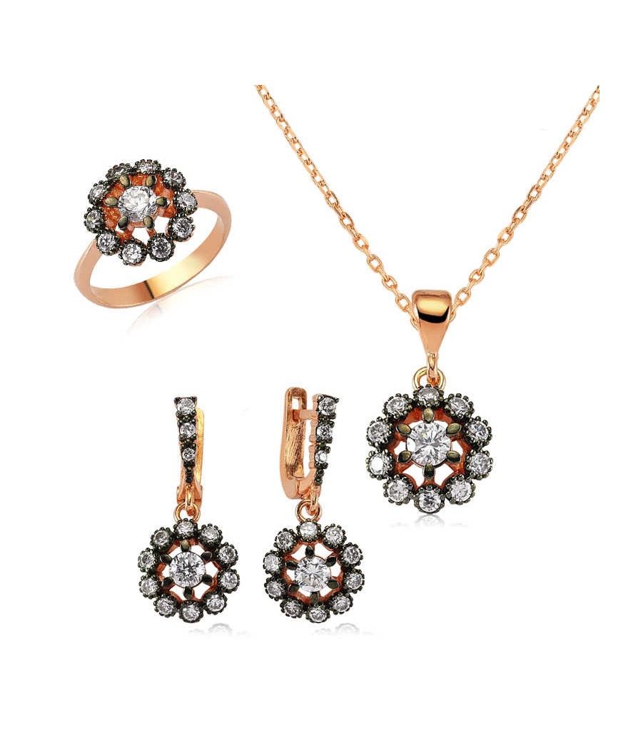 Gümüş Elmas Model Çiçek Bayan Set