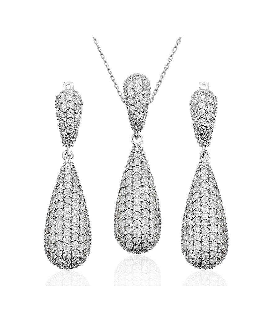 Gümüş Su Damlası Bayan Set