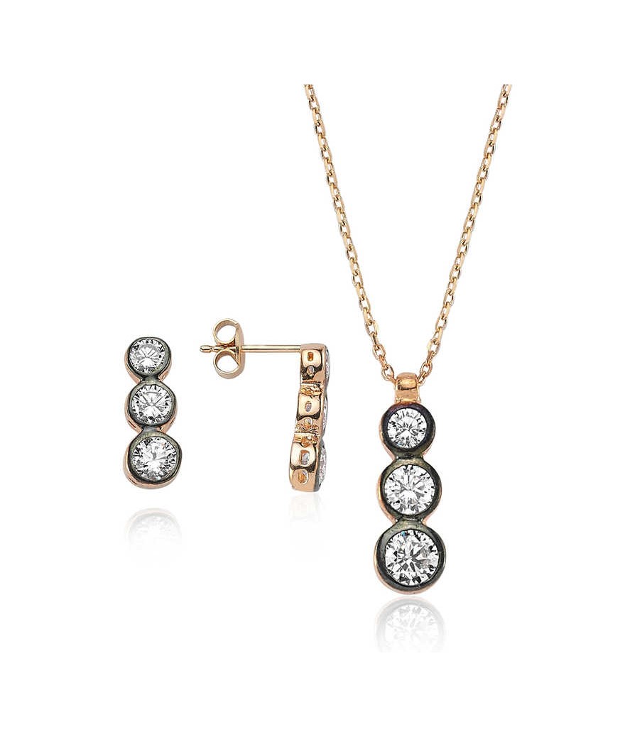 Gümüş Üç Taş Tria Bayan Set