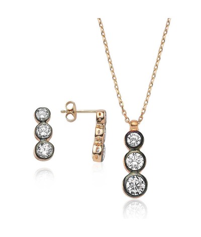 Gümüş Üç Taş Tria Bayan Set