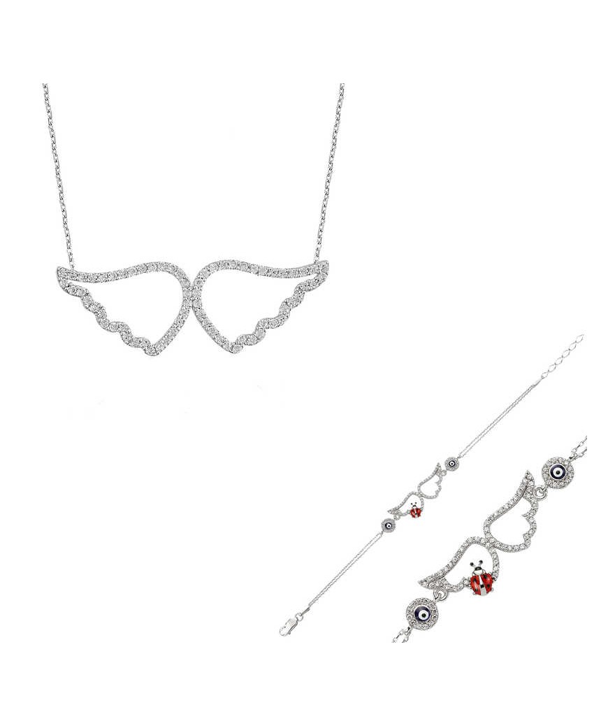 Gümüş Melek Kanadı Bayan Set