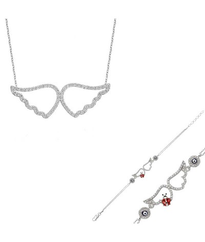 Gümüş Melek Kanadı Bayan Set