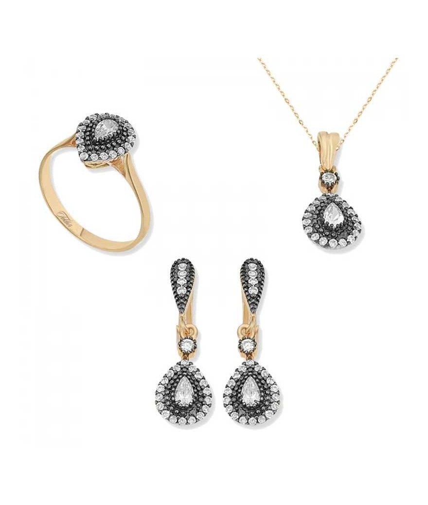 Gümüş Elmas Montür Damla Bayan Set