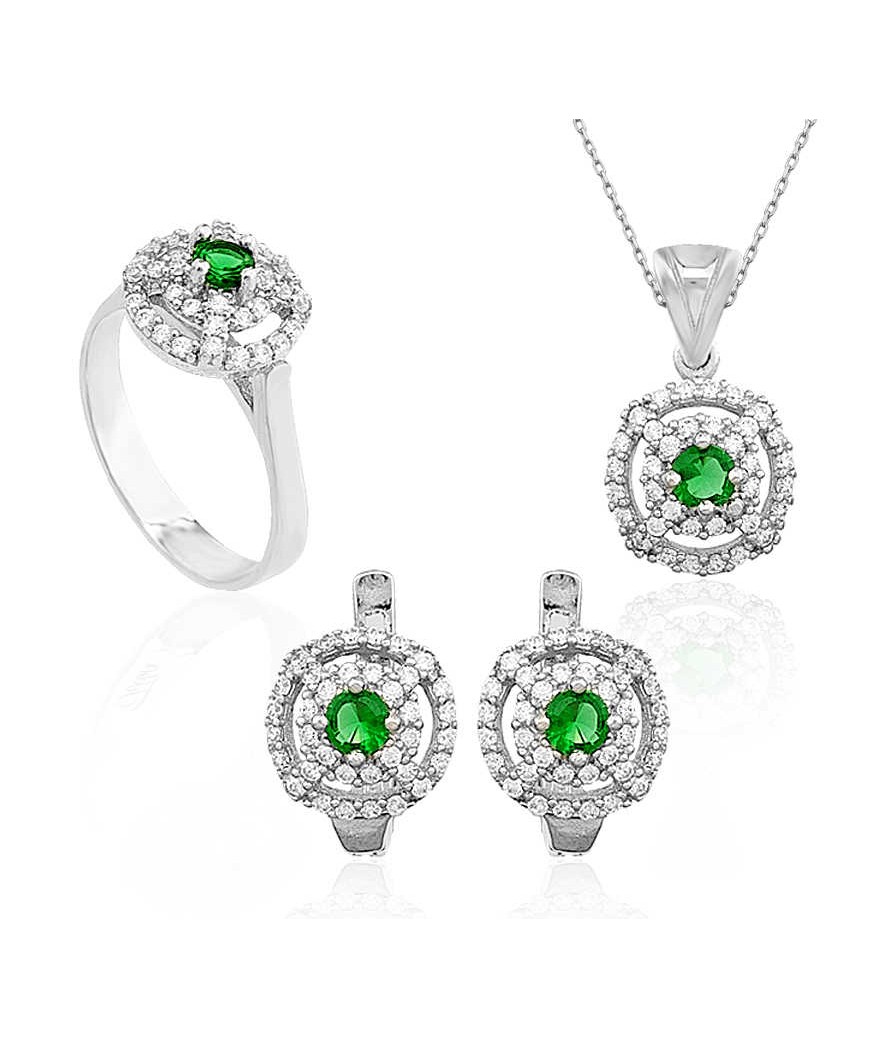 Gümüş Yuvarlak Desenli Bayan Set