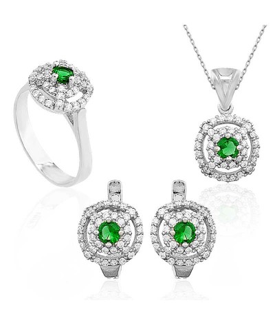 Gümüş Yuvarlak Desenli Bayan Set