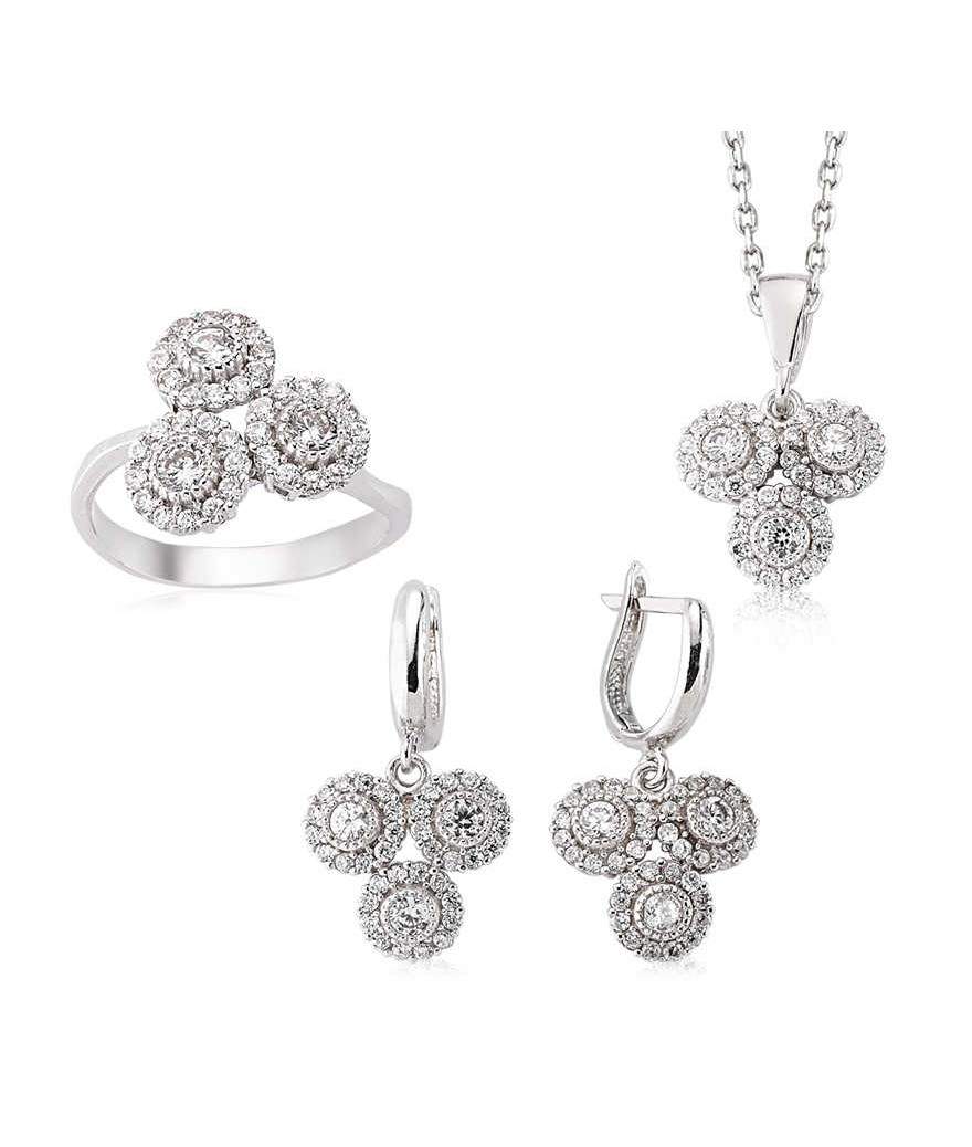 Gümüş Zirkon Taşlı Bayan Set