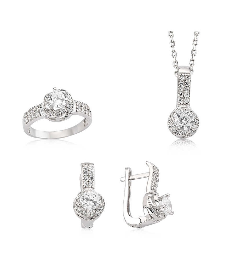 Gümüş Tek Taş Bayan Set