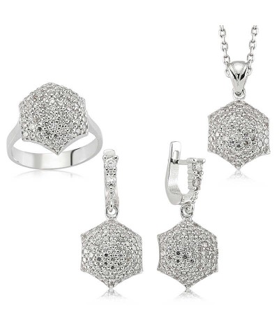 Gümüş Zirkon Taşlı Bayan Set
