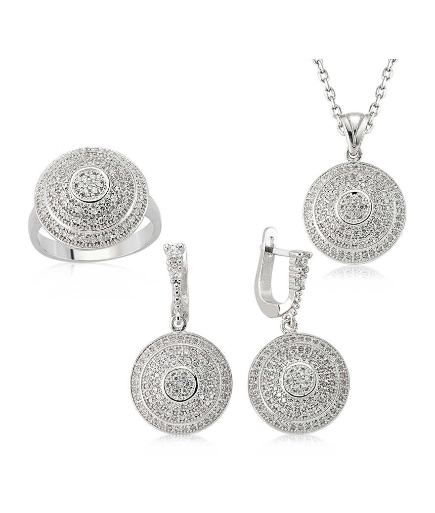 Gümüş Zirkon Taşlı Bayan Set